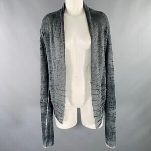 AVANT TOI Size M Grey Charcoal Linen Marbled Open Front Cardigan